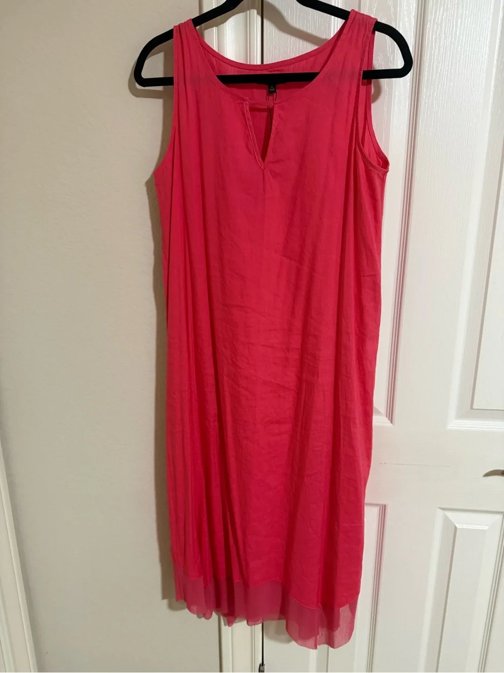 For Cynthia pink Sleeveless Shift Dress with Handkerchief Hem